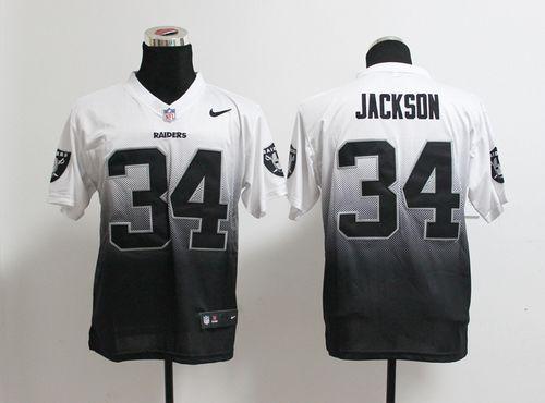 Raiders #34 Bo Jackson White/Black Men's Stitched Elite Fadeaway Fashion Jersey cheap jerseys for sale - CheapJerseys.Shop