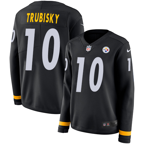 Steelers #10 Mitchell Trubisky Black Team Color Women's Stitched Limited Therma Long Sleeve Jersey cheap jerseys for sale - CheapJerseys.Shop