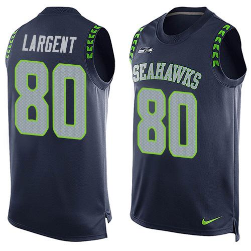 Seahawks #80 Steve Largent Steel Blue Team Color Men's Stitched Limited Tank Top Jersey cheap jerseys for sale - CheapJerseys.Shop