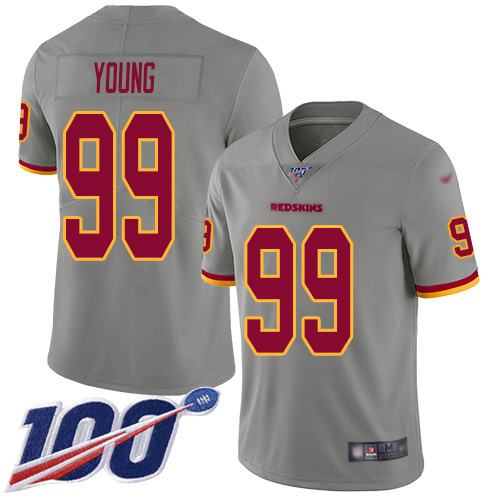 Commanders #99 Chase Young Gray Youth Stitched Limited Inverted Legend 100th Season Jersey cheap jerseys for sale - CheapJerseys.Shop
