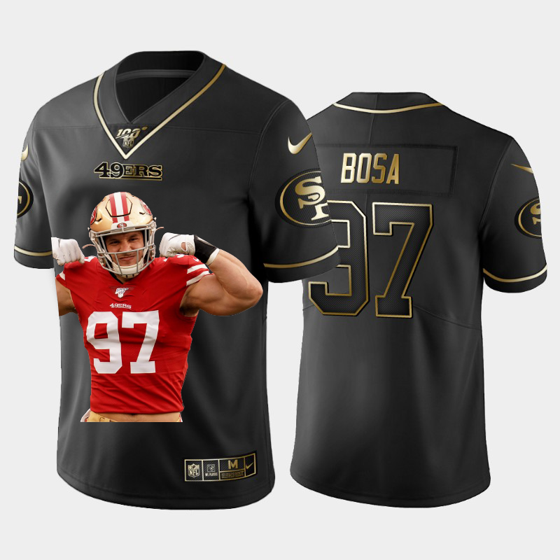 San Francisco 49ers #97 Nick Bosa Team Hero Vapor Limited 100 Jersey Black Golden cheap jerseys for sale - CheapJerseys.Shop