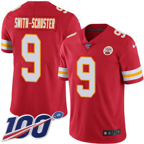 Chiefs #9 JuJu Smith-Schuster Red Team Color Youth Stitched 100th Season Vapor Limited Jersey cheap jerseys for sale - CheapJerseys.Shop