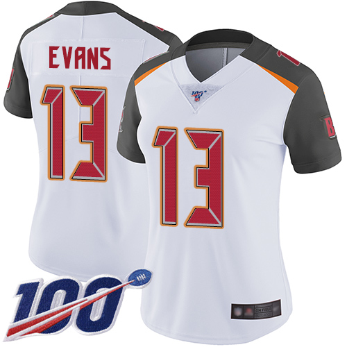 Buccaneers #13 Mike Evans White Women's Stitched 100th Season Vapor Limited Jersey cheap jerseys for sale - CheapJerseys.Shop