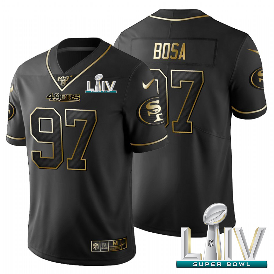 San Francisco 49ers #97 Nick Bosa Men's Black Golden Super Bowl LIV 2020 Limited 100 Jersey cheap jerseys for sale - CheapJerseys.Shop
