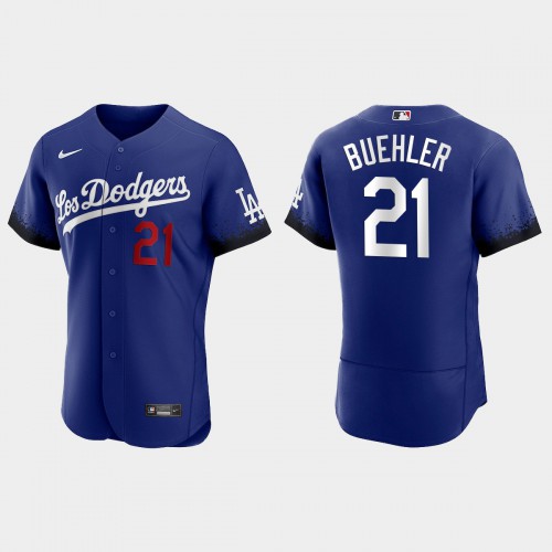 Los Angeles Los Angeles Dodgers #21 Walker Buehler Men's 2021 City Connect Authentic Jersey Royal Men's cheap jerseys for sale - CheapJerseys.Shop