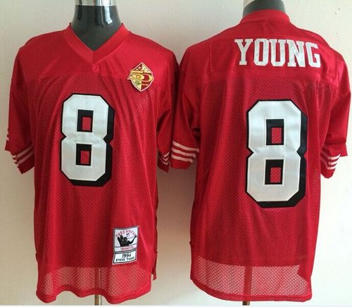 Mitchell And Ness 50TH 49ers #8 Steve Young Red Stitched Throwback Jersey cheap jerseys for sale - CheapJerseys.Shop