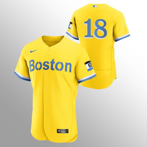 Boston Boston Red Sox #18 Kyle Schwarber Men's 2021 City Connect Gold Authentic Jersey - No Name Men's cheap jerseys for sale - CheapJerseys.Shop