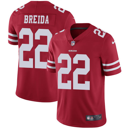 San Francisco 49ers #22 Matt Breida Red Team Color Men's Stitched Vapor Untouchable Limited Jersey Men's cheap jerseys for sale - CheapJerseys.Shop
