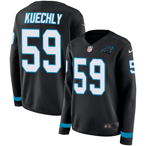 Carolina Panthers #59 Luke Kuechly Black Team Color Women's Stitched Limited Therma Long Sleeve Jersey Womens cheap jerseys for sale - CheapJerseys.Shop