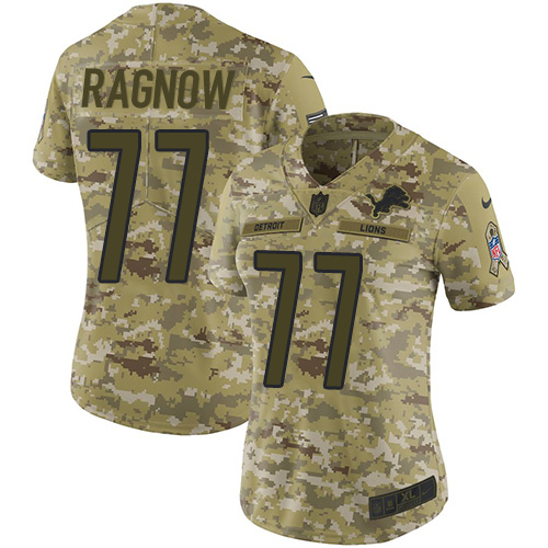 Detroit Lions #77 Frank Ragnow Camo Women's Stitched Limited 2018 Salute to Service Jersey Womens cheap jerseys for sale - CheapJerseys.Shop