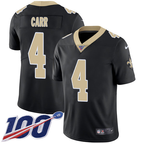Saints #4 Derek Carr Black Team Color Men's Stitched 100th Season Vapor Limited Jersey cheap jerseys for sale - CheapJerseys.Shop