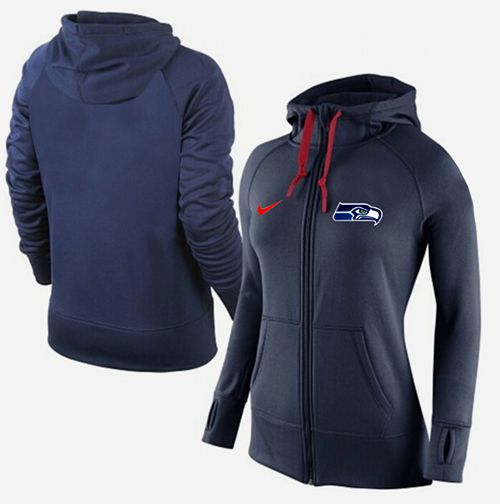 Women's Seattle Seahawks Full-Zip Performance Hoodie Dark Blue cheap jerseys for sale - CheapJerseys.Shop