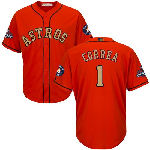 Houston Astros #1 Carlos Correa Orange 2018 Gold Program Cool Base Stitched Youth Jersey Youth cheap jerseys for sale - CheapJerseys.Shop