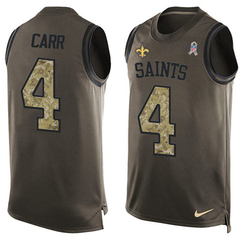 Saints #4 Derek Carr Green Men's Stitched Limited Salute To Service Tank Top Jersey cheap jerseys for sale - CheapJerseys.Shop