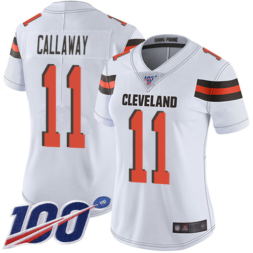 Cleveland Browns #11 Antonio Callaway White Women's Stitched 100th Season Vapor Limited Jersey Womens cheap jerseys for sale - CheapJerseys.Shop
