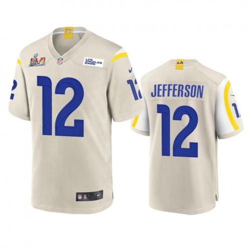Los Angeles Los Angeles Rams #12 Van Jefferson Men's Super Bowl LVI Patch Game Jersey - Bone Men's cheap jerseys for sale - CheapJerseys.Shop