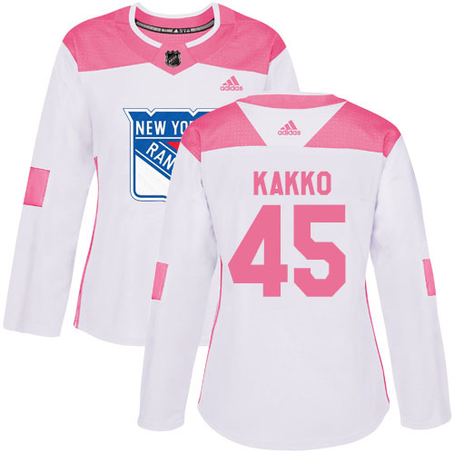 New York Rangers #45 Kappo Kakko White/Pink Authentic Fashion Women's Stitched Jersey Womens cheap jerseys for sale - CheapJerseys.Shop