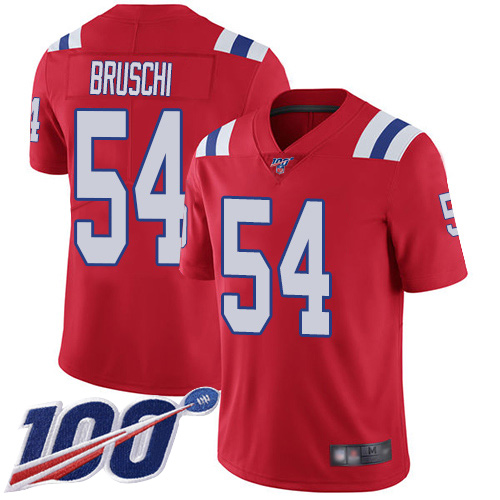 New England Patriots #54 Tedy Bruschi Red Alternate Men's Stitched 100th Season Vapor Limited Jersey Men's cheap jerseys for sale - CheapJerseys.Shop