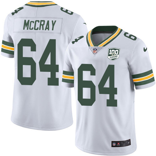 Green Bay Packers #64 Justin McCray White Men's 100th Season Stitched Vapor Untouchable Limited Jersey Men's cheap jerseys for sale - CheapJerseys.Shop