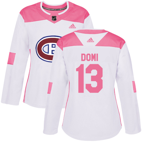 Montreal Canadiens #13 Max Domi White/Pink Authentic Fashion Women's Stitched Jersey Womens cheap jerseys for sale - CheapJerseys.Shop