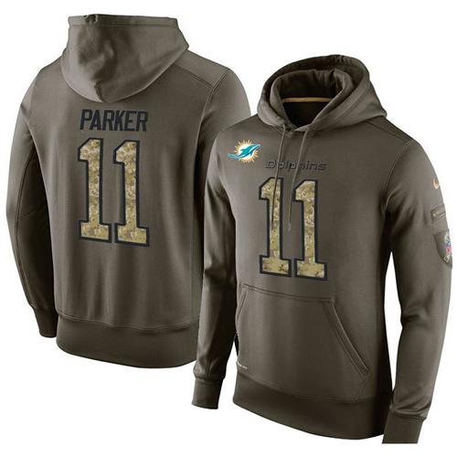 Men's Miami Dolphins #11 DeVante Parker Stitched Green Olive Salute To Service KO Performance Hoodie cheap jerseys for sale - CheapJerseys.Shop
