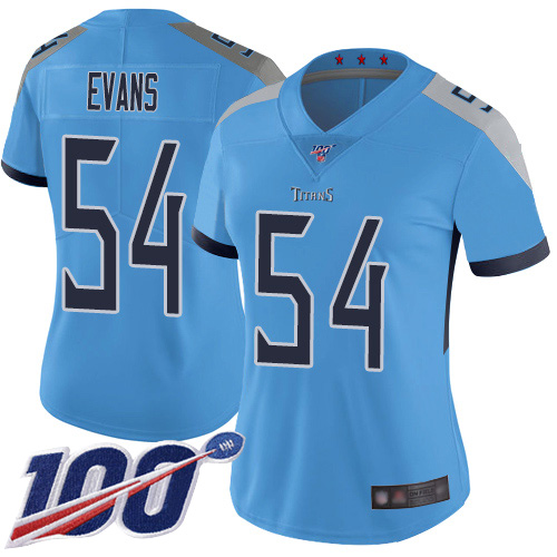 Tennessee Titans #54 Rashaan Evans Light Blue Alternate Women's Stitched 100th Season Vapor Limited Jersey Womens cheap jerseys for sale - CheapJerseys.Shop