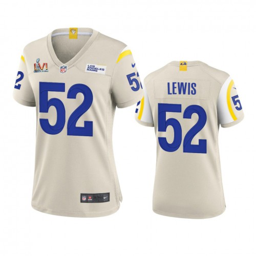Los Angeles Los Angeles Rams #52 Terrell Lewis Women's Super Bowl LVI Patch Game Jersey - Bone Womens cheap jerseys for sale - CheapJerseys.Shop