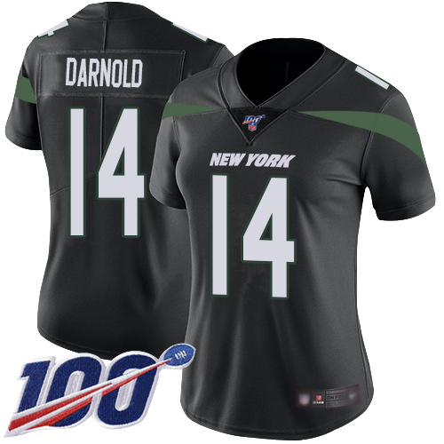 New York Jets #14 Sam Darnold Black Alternate Women's Stitched 100th Season Vapor Limited Jersey Womens cheap jerseys for sale - CheapJerseys.Shop
