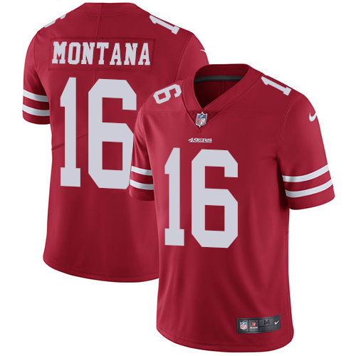 49ers #16 Joe Montana Red Team Color Men's Stitched Vapor Untouchable Limited Jersey cheap jerseys for sale - CheapJerseys.Shop