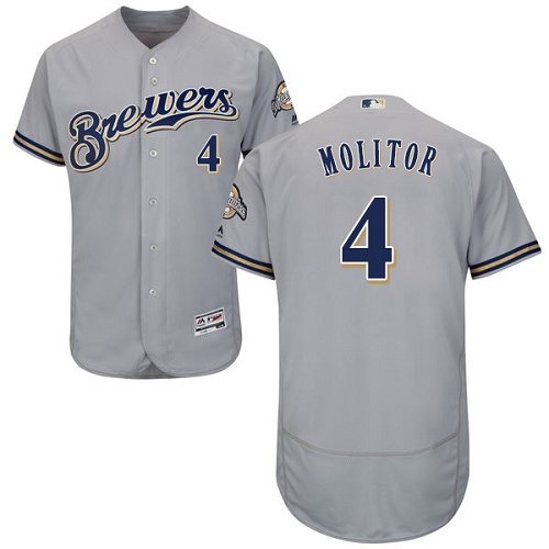 Milwaukee Brewers #4 Paul Molitor Grey Flexbase Authentic Collection Stitched Jersey Men's cheap jerseys for sale - CheapJerseys.Shop