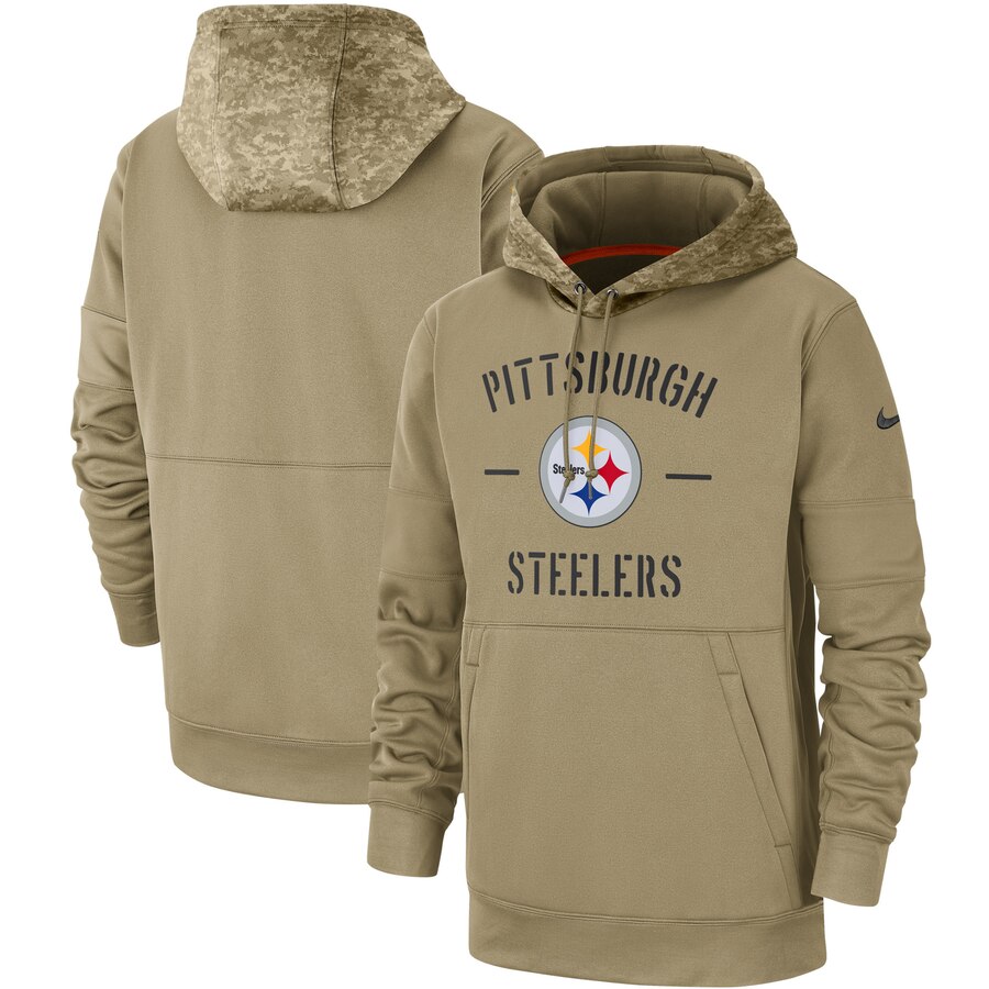 Men's Pittsburgh Steelers Tan 2019 Salute To Service Sideline Therma Pullover Hoodie cheap jerseys for sale - CheapJerseys.Shop