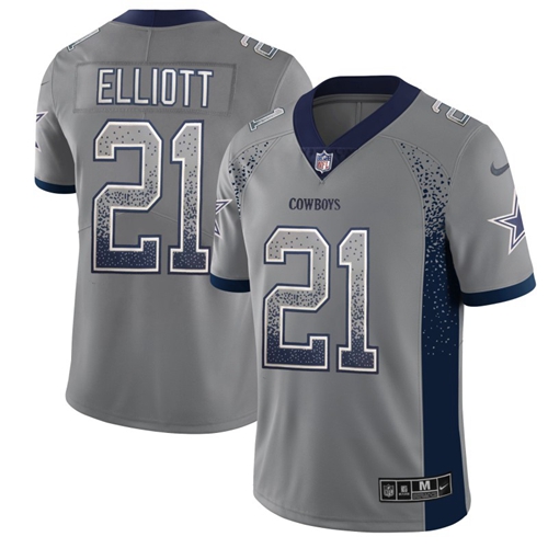 Cowboys #21 Ezekiel Elliott Gray Men's Stitched Limited Rush Drift Fashion Jersey cheap jerseys for sale - CheapJerseys.Shop
