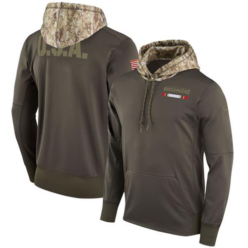 Men's Tampa Bay Buccaneers Olive Salute To Service Sideline Therma Pullover Hoodie cheap jerseys for sale - CheapJerseys.Shop