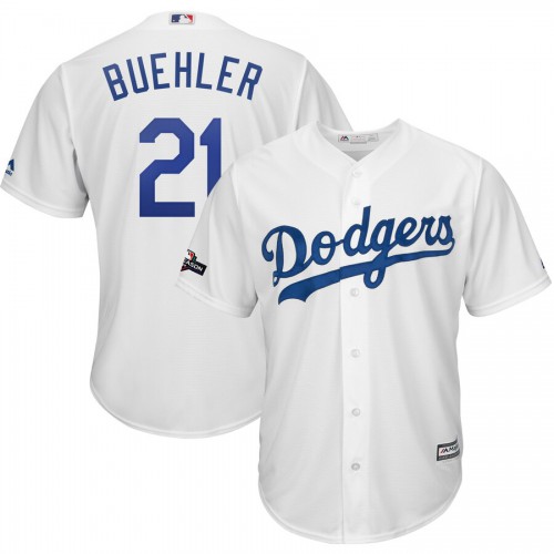Los Angeles Los Angeles Dodgers #21 Walker Buehler Majestic 2019 Postseason Home Official Cool Base Player Jersey White Men's cheap jerseys for sale - CheapJerseys.Shop