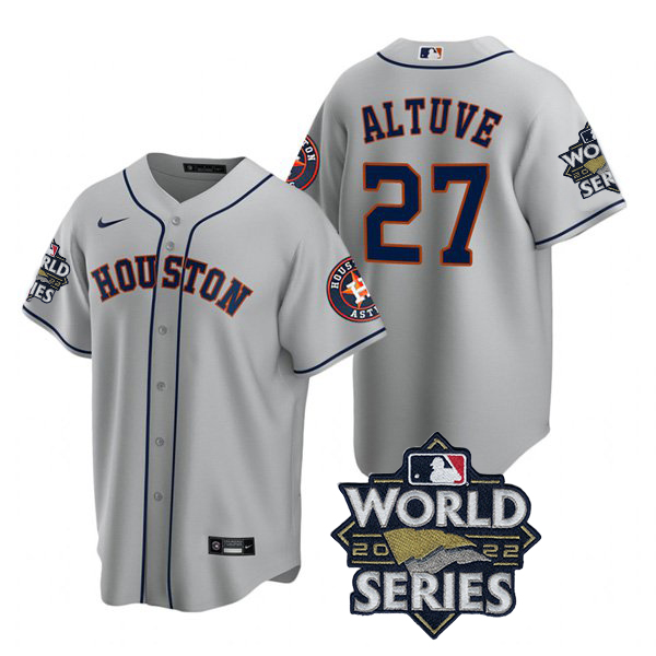Houston Astros #27 Jose Altuve Men's 150th Anniversary 2022 World Series Game Jersey - Gray cheap jerseys for sale - CheapJerseys.Shop