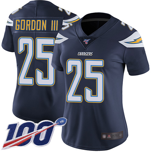 Los Angeles Chargers #25 Melvin Gordon III Navy Blue Team Color Women's Stitched 100th Season Vapor Limited Jersey Womens cheap jerseys for sale - CheapJerseys.Shop