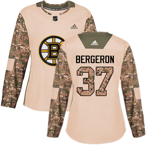 Boston Bruins #37 Patrice Bergeron Camo Authentic 2017 Veterans Day Women's Stitched Jersey Womens cheap jerseys for sale - CheapJerseys.Shop