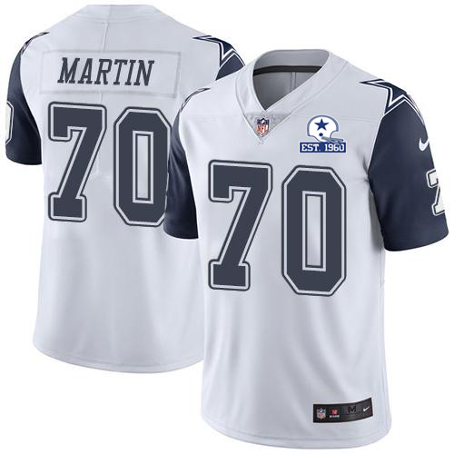 Dallas Cowboys #70 Zack Martin White Men's Stitched With Established In 1960 Patch Limited Rush Jersey Men's cheap jerseys for sale - CheapJerseys.Shop