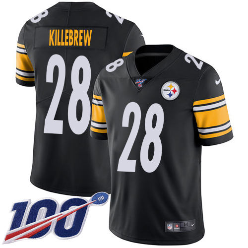 Steelers #28 Miles Killebrew Black Team Color Men's Stitched 100th Season Vapor Limited Jersey cheap jerseys for sale - CheapJerseys.Shop