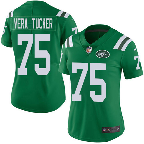 New York Jets #75 Alijah Vera-Tucker Green Women's Stitched Limited Rush Jersey Womens cheap jerseys for sale - CheapJerseys.Shop