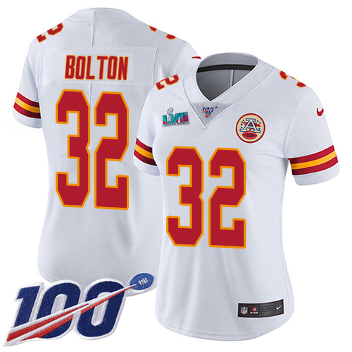 Chiefs #32 Nick Bolton White Super Bowl LVII Patch Women's Stitched 100th Season Vapor Limited Jersey cheap jerseys for sale - CheapJerseys.Shop