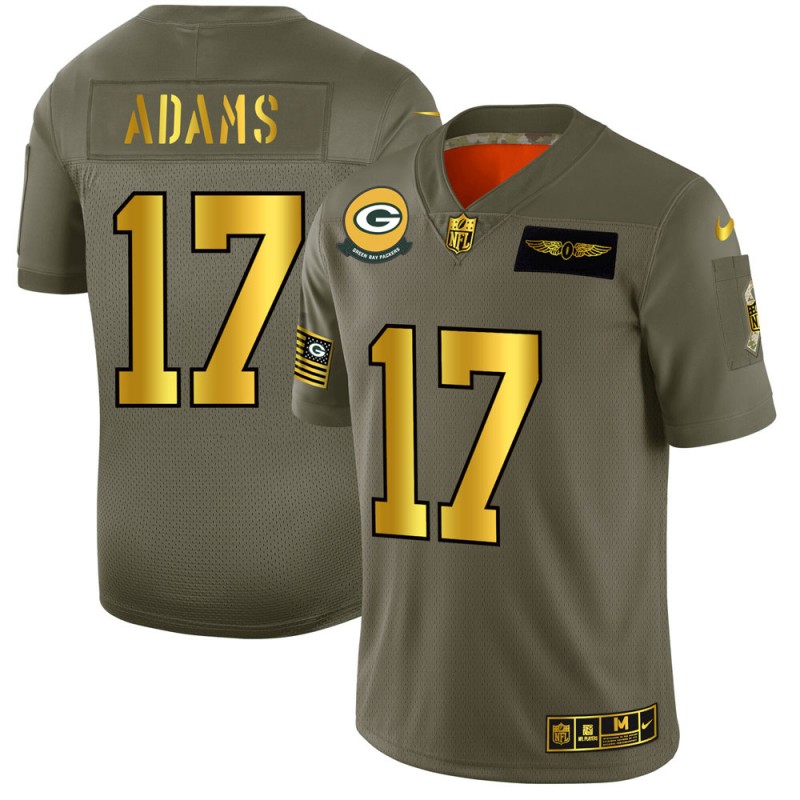 Green Bay Packers #17 Davante Adams Men's Olive Gold 2019 Salute To Service Limited Jersey cheap jerseys for sale - CheapJerseys.Shop