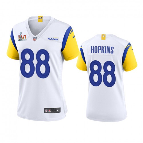Los Angeles Los Angeles Rams #88 Brycen Hopkins Women's Super Bowl LVI Patch Alternate Game Jersey - White Womens cheap jerseys for sale - CheapJerseys.Shop