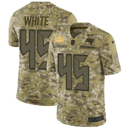 Buccaneers #45 Devin White Camo Youth Super Bowl LV Champions Patch Stitched Limited 2018 Salute To Service Jersey cheap jerseys for sale - CheapJerseys.Shop