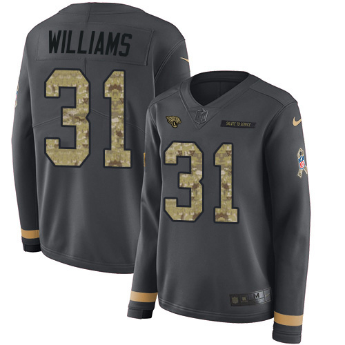 Jaguars #31 Darious Williams Anthracite Salute To Service Women's Stitched Limited Therma Long Sleeve Jersey cheap jerseys for sale - CheapJerseys.Shop