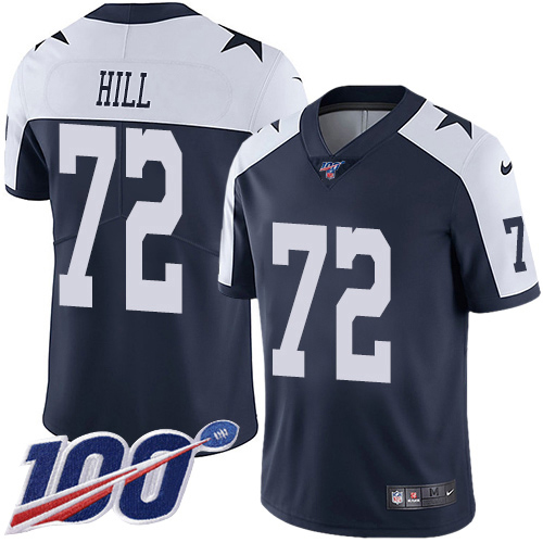 Dallas Cowboys #72 Trysten Hill Navy Blue Thanksgiving Men's Stitched 100th Season Vapor Throwback Limited Jersey Men's cheap jerseys for sale - CheapJerseys.Shop