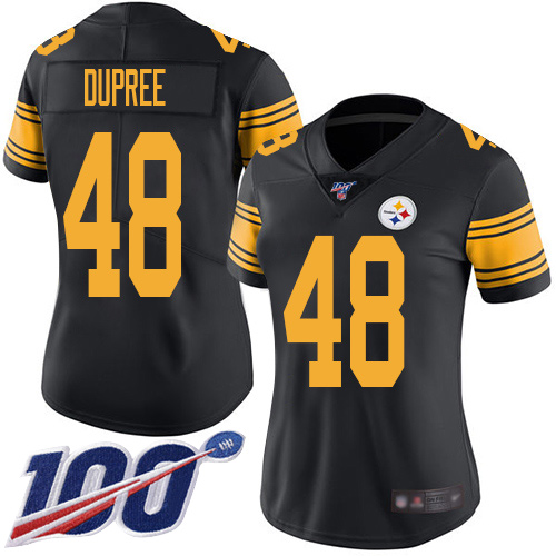 Pittsburgh Steelers #48 Bud Dupree Black Women's Stitched Limited Rush 100th Season Jersey Womens cheap jerseys for sale - CheapJerseys.Shop