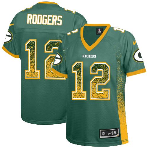 Packers #12 Aaron Rodgers Green Team Color Women's Stitched Elite Drift Fashion Jersey cheap jerseys for sale - CheapJerseys.Shop