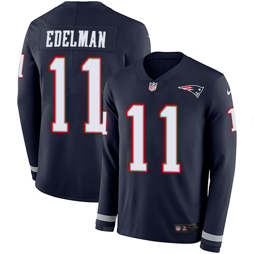 Patriots #11 Julian Edelman Navy Blue Team Color Youth Stitched Limited Therma Long Sleeve Jersey cheap jerseys for sale - CheapJerseys.Shop