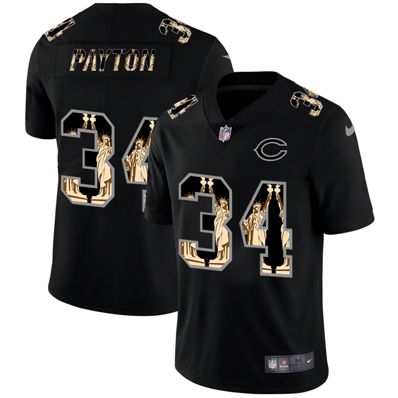 Chicago Bears #34 Walter Payton Carbon Black Vapor Statue Of Liberty Limited Jersey cheap jerseys for sale - CheapJerseys.Shop